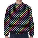 Rainbow Heart Pattern Print Zip Sleeve Bomber Jacket