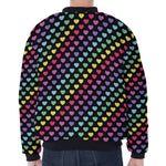 Rainbow Heart Pattern Print Zip Sleeve Bomber Jacket