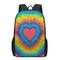 Rainbow Heart Tie Dye Print 17 Inch Backpack
