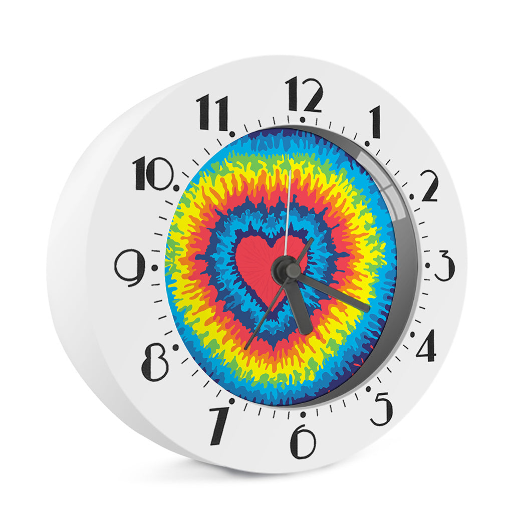Rainbow Heart Tie Dye Print Alarm Clock