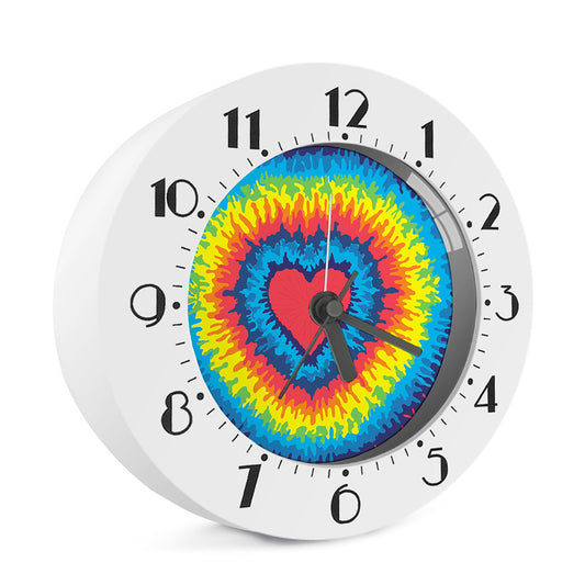 Rainbow Heart Tie Dye Print Alarm Clock