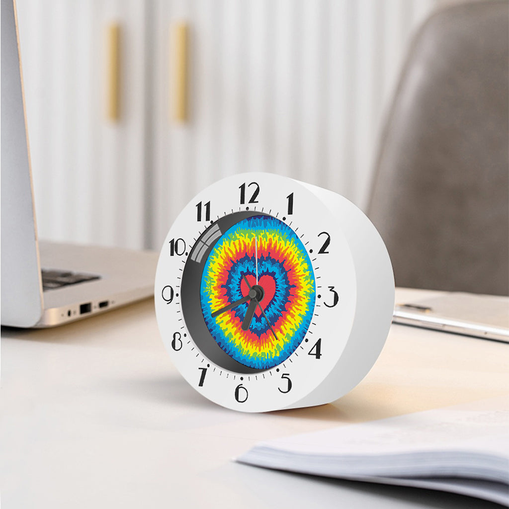 Rainbow Heart Tie Dye Print Alarm Clock