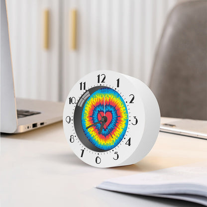 Rainbow Heart Tie Dye Print Alarm Clock