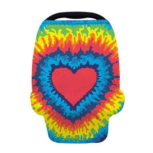 Rainbow Heart Tie Dye Print Baby Seat Cover