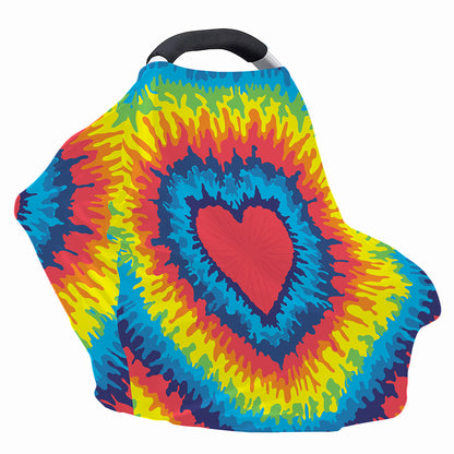 Rainbow Heart Tie Dye Print Baby Seat Cover