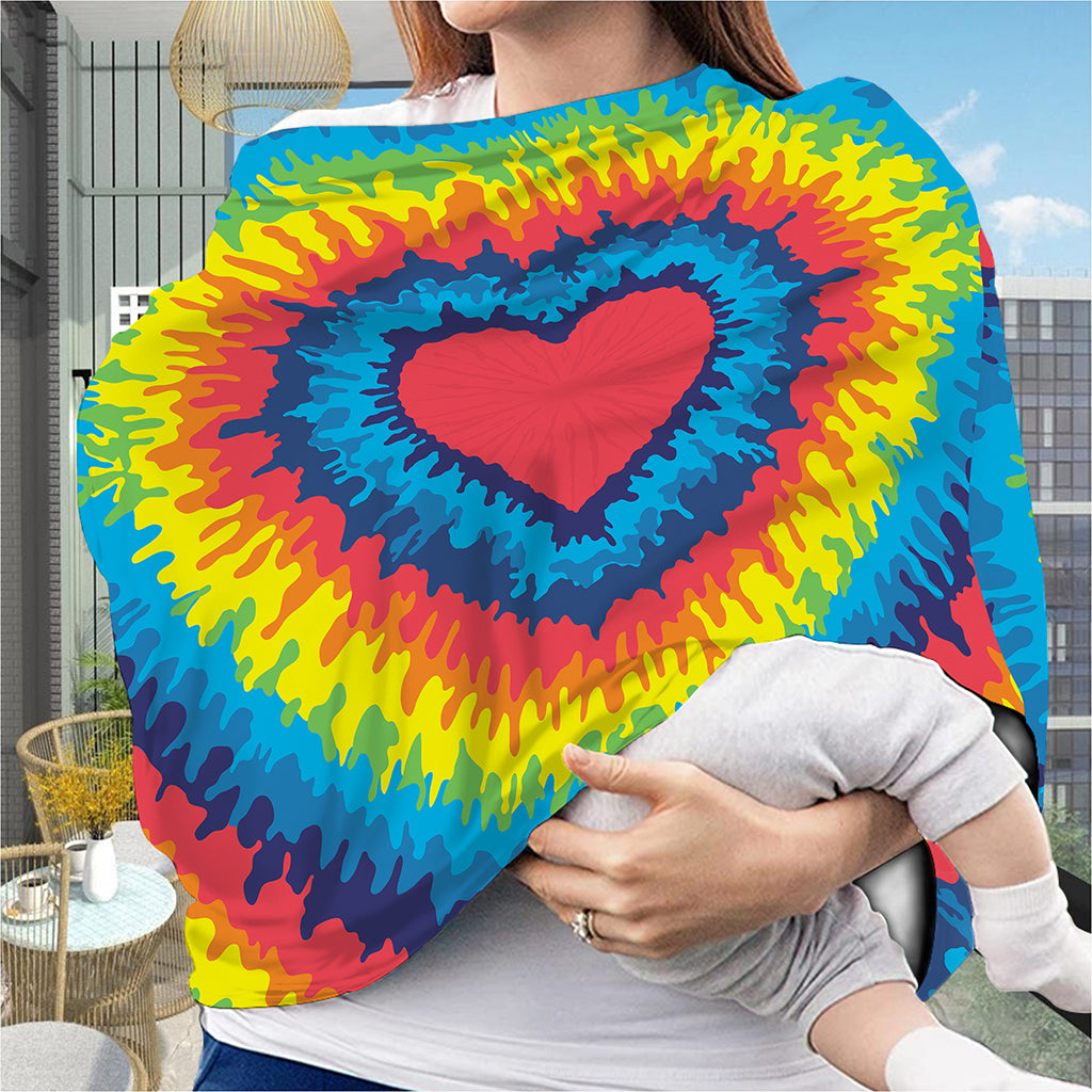 Rainbow Heart Tie Dye Print Baby Seat Cover