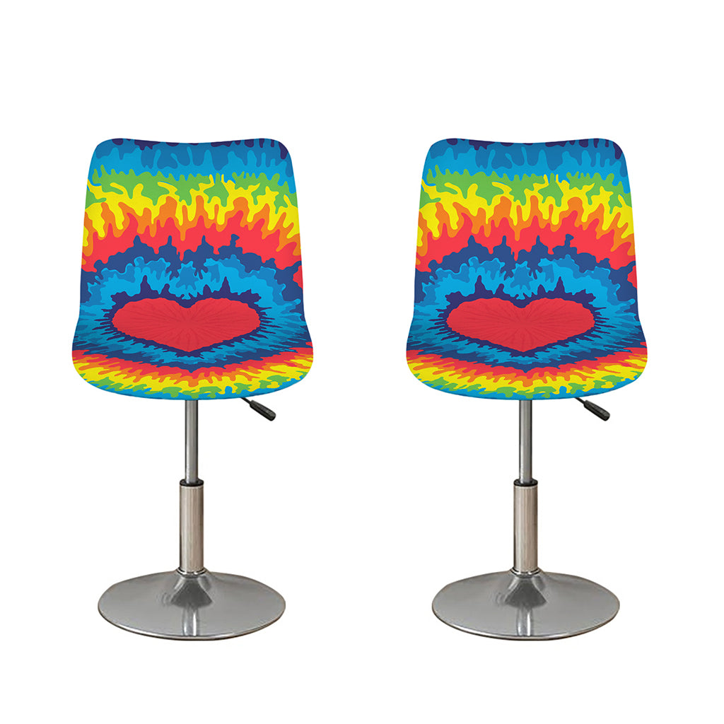 Rainbow Heart Tie Dye Print Bar Stool Covers