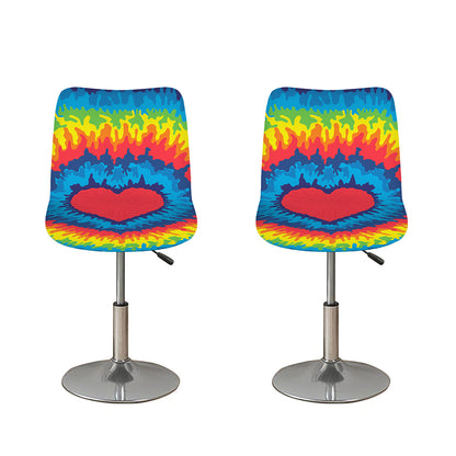 Rainbow Heart Tie Dye Print Bar Stool Covers
