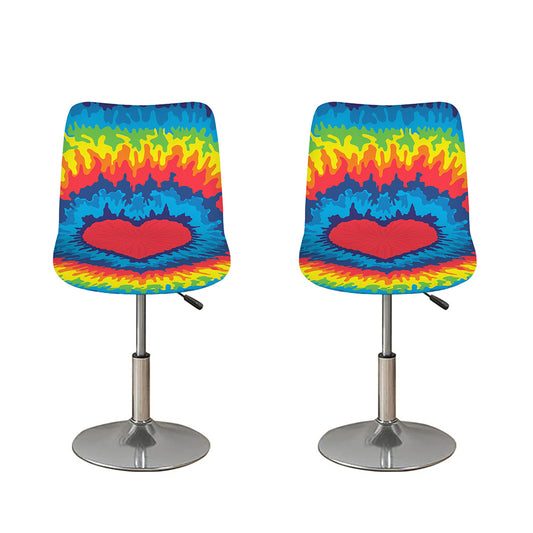 Rainbow Heart Tie Dye Print Bar Stool Covers