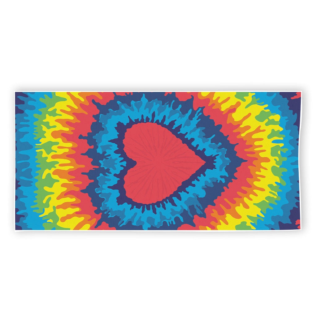 Rainbow Heart Tie Dye Print Beach Towel
