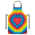 Rainbow Heart Tie Dye Print Bib Apron With Pocket