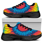 Rainbow Heart Tie Dye Print Black Chunky Shoes