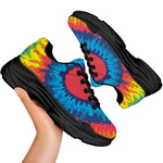 Rainbow Heart Tie Dye Print Black Chunky Shoes