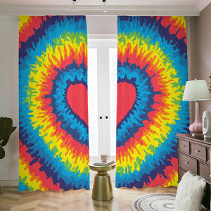 Rainbow Heart Tie Dye Print Blackout Pencil Pleat Curtains