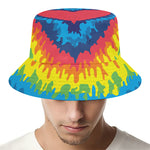 Rainbow Heart Tie Dye Print Bucket Hat
