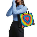 Rainbow Heart Tie Dye Print Canvas Tote Bag