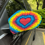 Rainbow Heart Tie Dye Print Car Side Mirror Covers