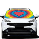 Rainbow Heart Tie Dye Print Car Windshield Snow Cover