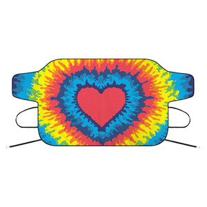 Rainbow Heart Tie Dye Print Car Windshield Snow Cover