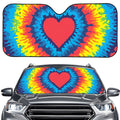 Rainbow Heart Tie Dye Print Car Windshield Sun Shade