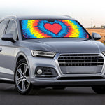 Rainbow Heart Tie Dye Print Car Windshield Sun Shade