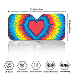 Rainbow Heart Tie Dye Print Car Windshield Sun Shade