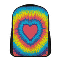 Rainbow Heart Tie Dye Print Casual Backpack