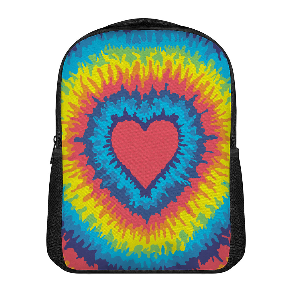 Rainbow Heart Tie Dye Print Casual Backpack