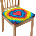 Rainbow Heart Tie Dye Print Chair Cushion Cover
