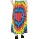 Rainbow Heart Tie Dye Print Chiffon Maxi Skirt