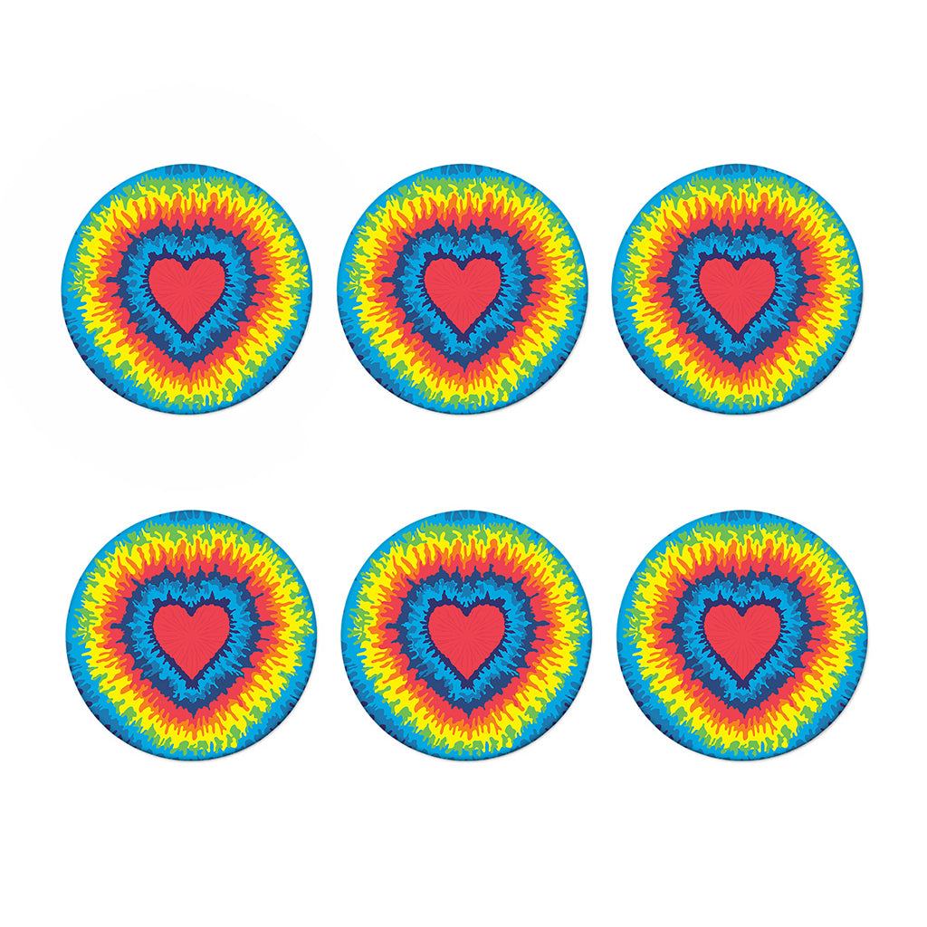 Rainbow Heart Tie Dye Print Coaster Set