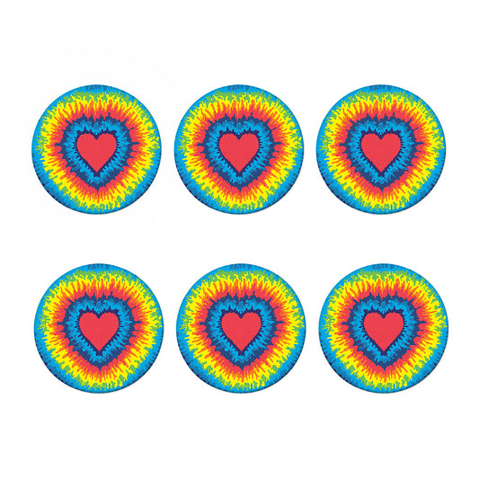 Rainbow Heart Tie Dye Print Coaster Set