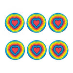 Rainbow Heart Tie Dye Print Coaster Set