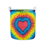 Rainbow Heart Tie Dye Print Collapsible Laundry Basket
