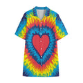 Rainbow Heart Tie Dye Print Cotton Hawaiian Shirt