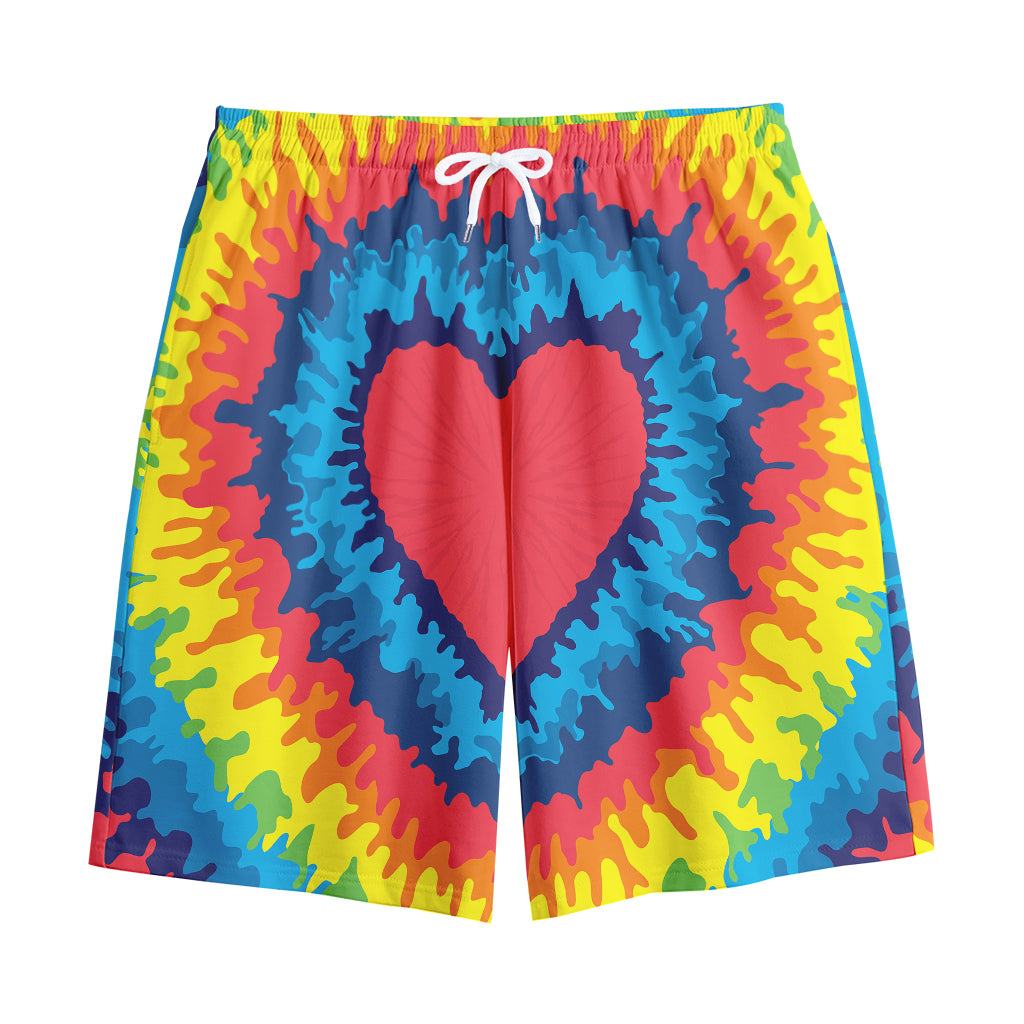 Rainbow Heart Tie Dye Print Cotton Shorts