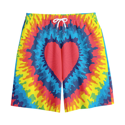 Rainbow Heart Tie Dye Print Cotton Shorts