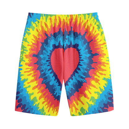 Rainbow Heart Tie Dye Print Cotton Shorts