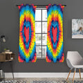 Rainbow Heart Tie Dye Print Grommet Curtain Panels
