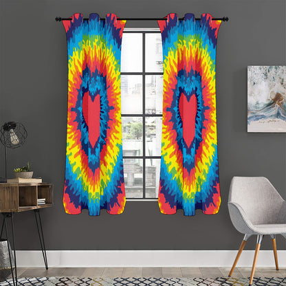 Rainbow Heart Tie Dye Print Curtain