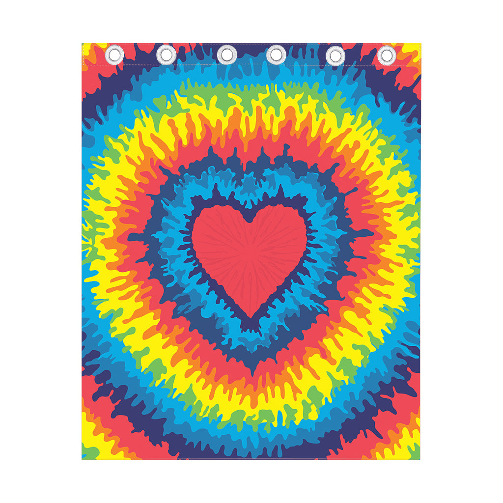 Rainbow Heart Tie Dye Print Curtain