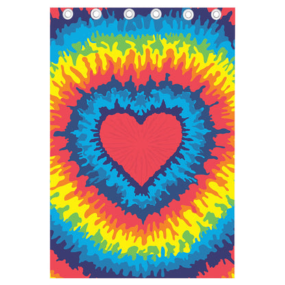 Rainbow Heart Tie Dye Print Curtain