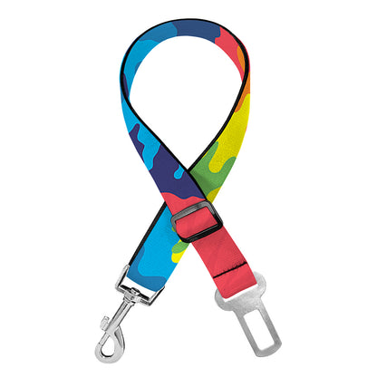Rainbow Heart Tie Dye Print Dog Seat Belt