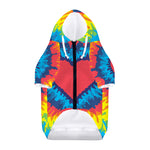 Rainbow Heart Tie Dye Print Dog Zip Up Hoodie