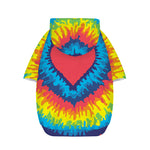 Rainbow Heart Tie Dye Print Dog Zip Up Hoodie