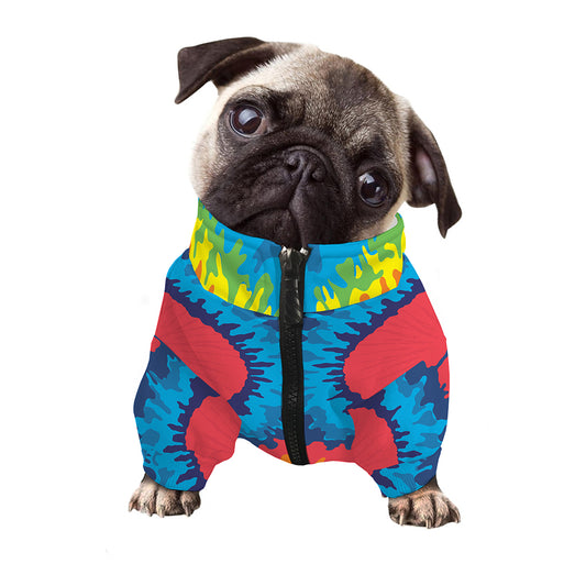 Rainbow Heart Tie Dye Print Dog Zip Up Jacket