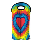Rainbow Heart Tie Dye Print Double Neoprene Wine Tote