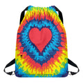 Rainbow Heart Tie Dye Print Drawstring Backpack