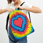Rainbow Heart Tie Dye Print Drawstring Backpack