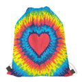 Rainbow Heart Tie Dye Print Drawstring Bag